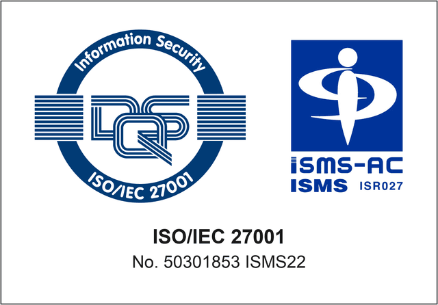 ISO/IEC 27001(ISMS)認証マーク 登録番号 50301853 ISMS22
